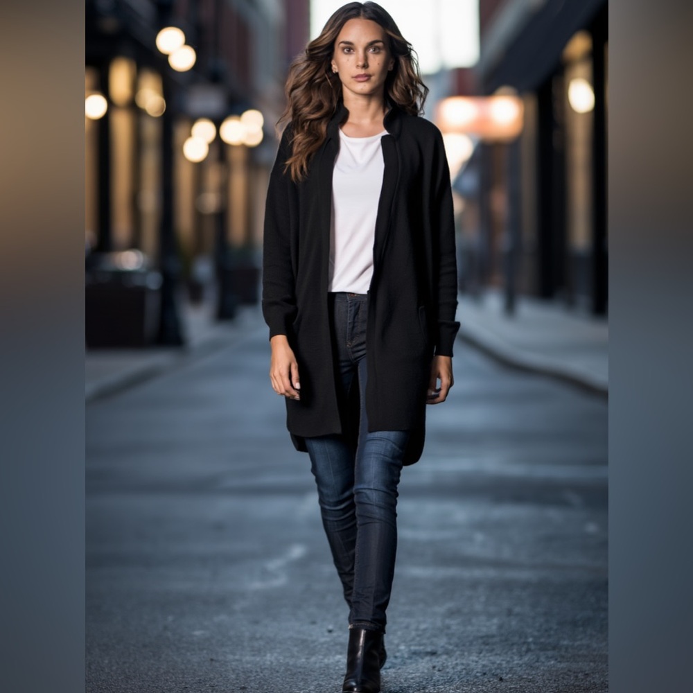enThread | Open Front 100% Merino Wool Cardigan